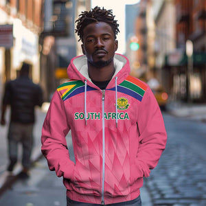 South Africa Cricket Custom Zip Hoodie African King Proteas Pink