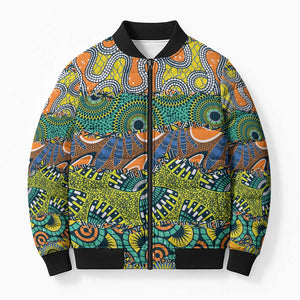 Africa Tribal Mixed Pattern Bomber Puffer Jacket