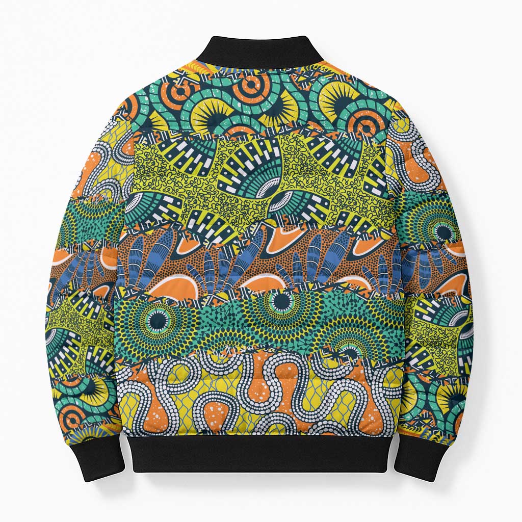 Africa Tribal Mixed Pattern Bomber Puffer Jacket