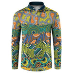 Africa Tribal Mixed Pattern Button Sweatshirt