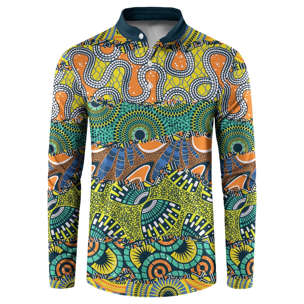 Africa Tribal Mixed Pattern Button Sweatshirt