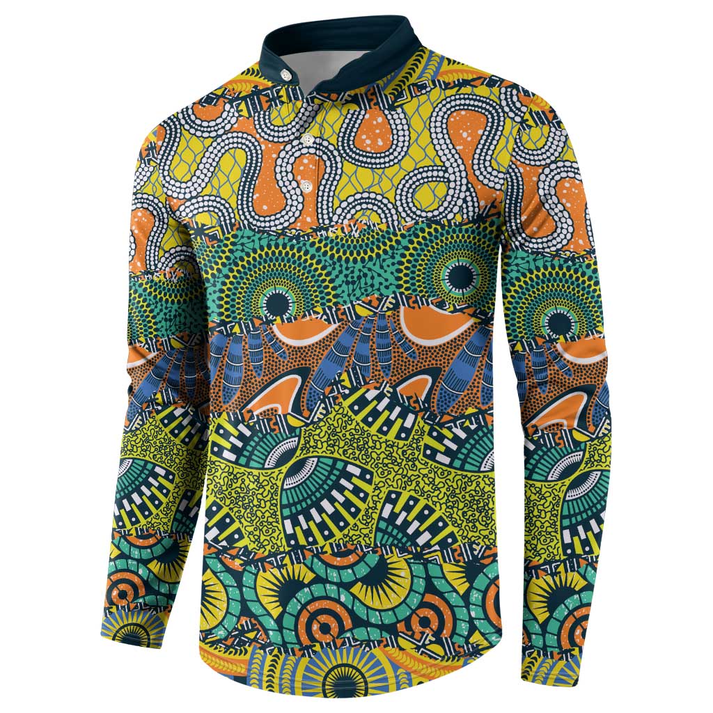 Africa Tribal Mixed Pattern Button Sweatshirt