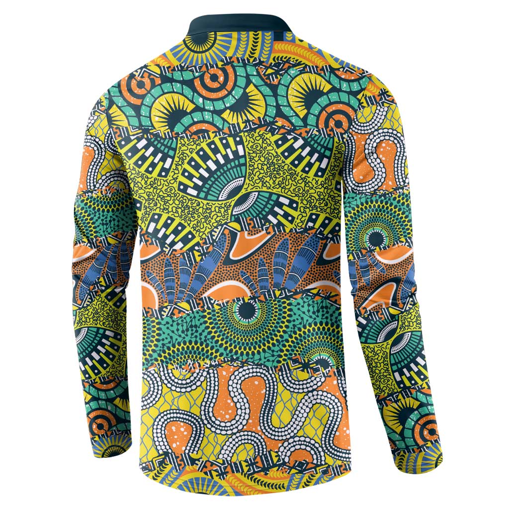 Africa Tribal Mixed Pattern Button Sweatshirt