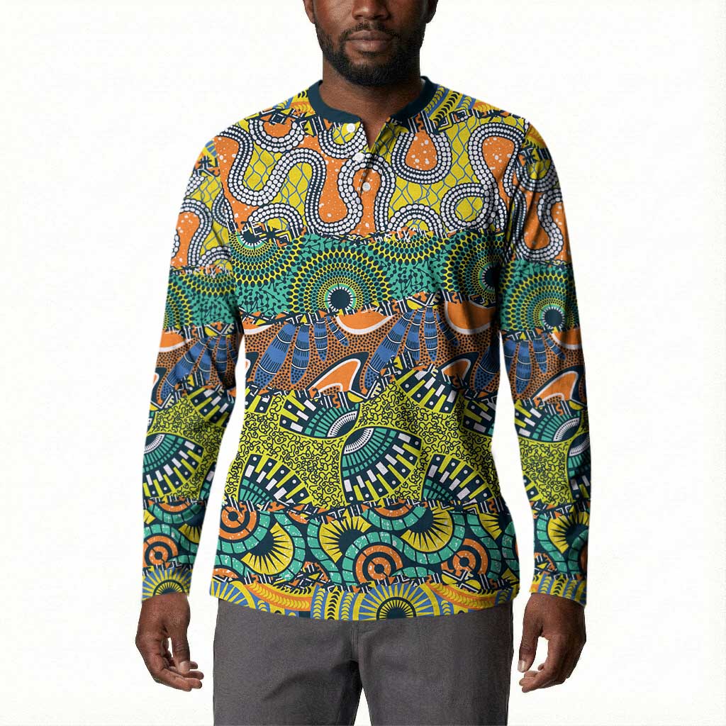 Africa Tribal Mixed Pattern Button Sweatshirt
