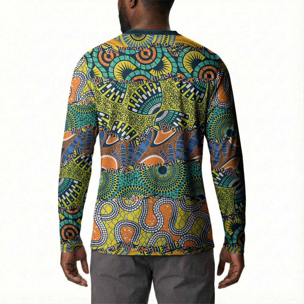Africa Tribal Mixed Pattern Button Sweatshirt