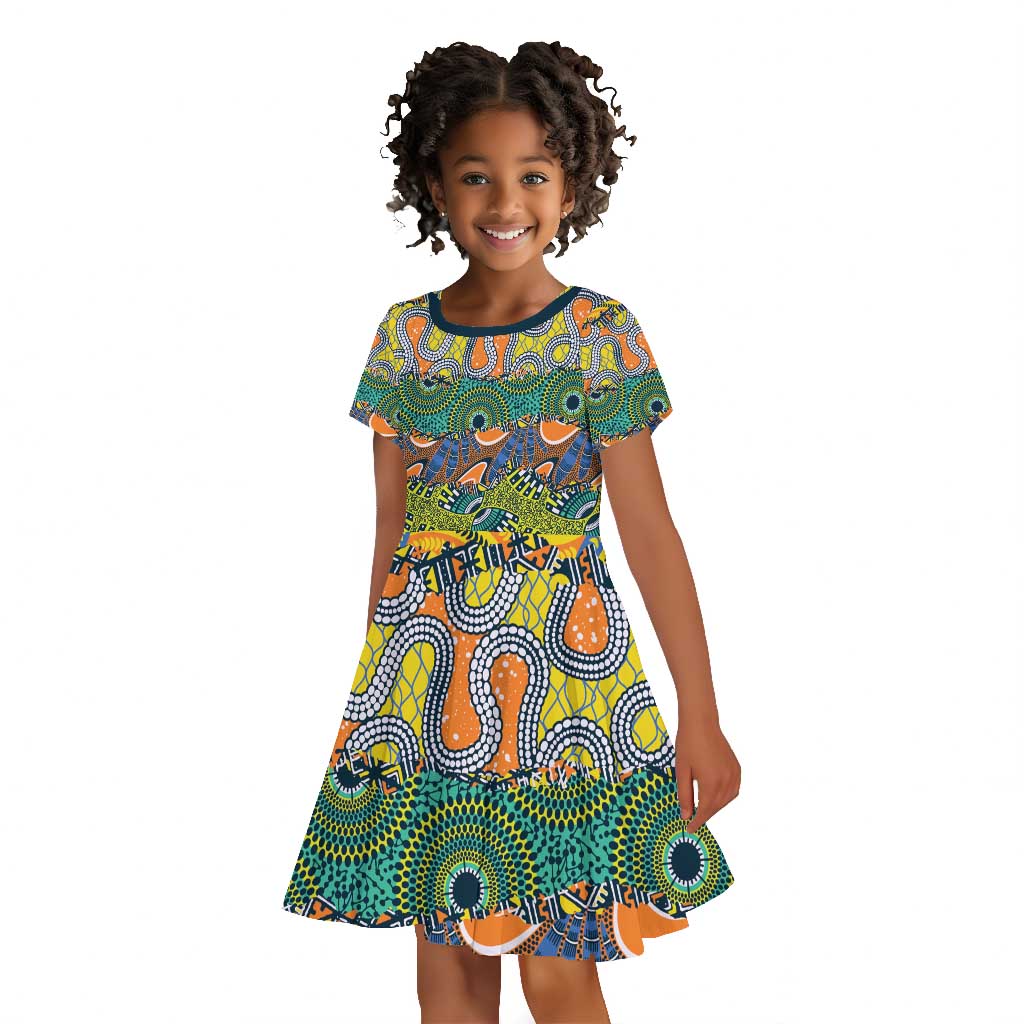 Africa Tribal Mixed Pattern Kid Short Sleeve Dress - African Pride