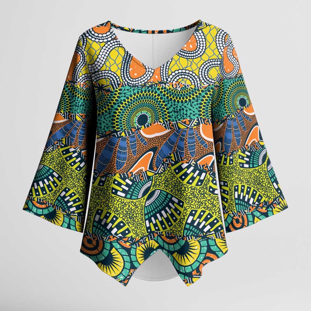 Africa Tribal Mixed Pattern Kimono Sleeve Blouse