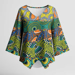 Africa Tribal Mixed Pattern Kimono Sleeve Blouse