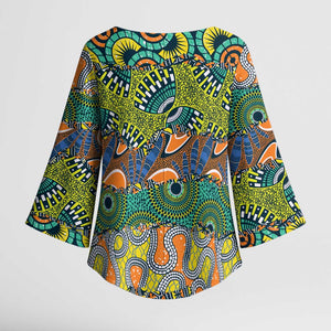 Africa Tribal Mixed Pattern Kimono Sleeve Blouse