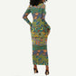 Africa Tribal Mixed Pattern Long Sleeve Bodycon Dress - African Pride