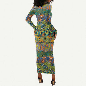 Africa Tribal Mixed Pattern Long Sleeve Bodycon Dress - African Pride