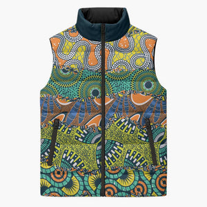 Africa Tribal Mixed Pattern Sleeveless Puffer Jacket
