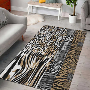 Africa Tribal Pattern Mixed Leopard Skin Area Rug - African Pride
