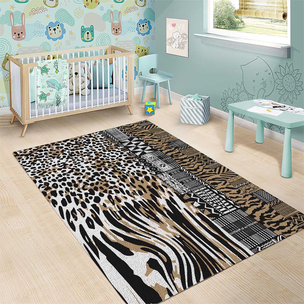 Africa Tribal Pattern Mixed Leopard Skin Area Rug - African Pride