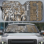 Africa Tribal Pattern Mixed Leopard Skin Auto Sun Shade