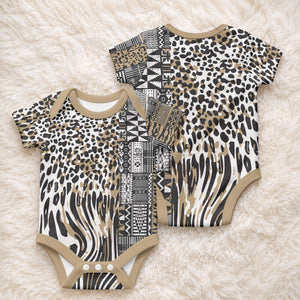 Africa Tribal Pattern Mixed Leopard Skin Baby Onesie