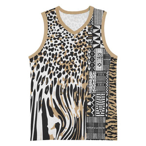 Africa Tribal Pattern Mixed Leopard Skin Basketball Jersey LT9