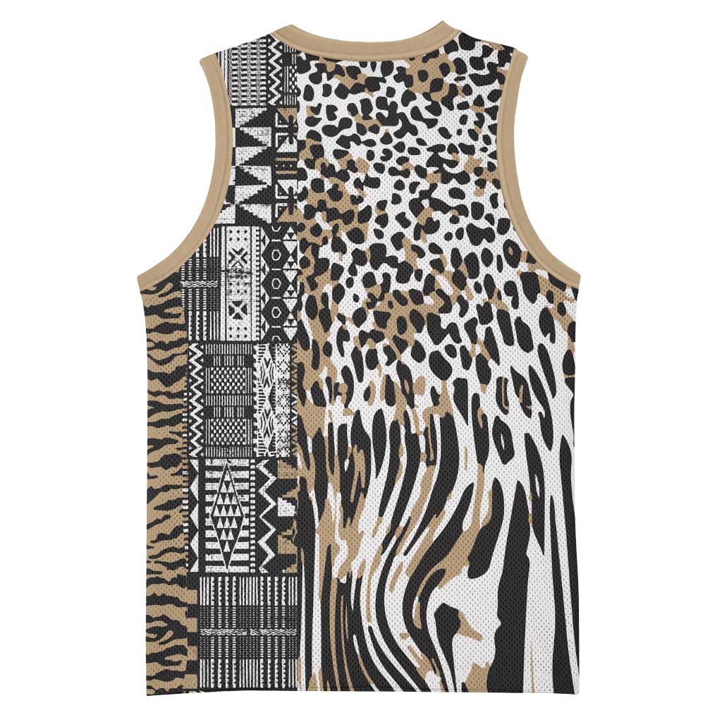Africa Tribal Pattern Mixed Leopard Skin Basketball Jersey LT9