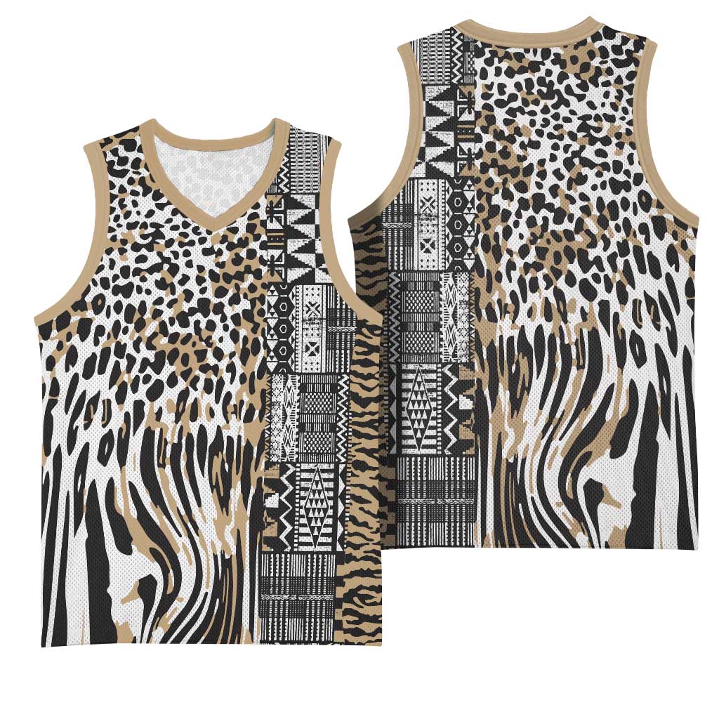 Africa Tribal Pattern Mixed Leopard Skin Basketball Jersey LT9