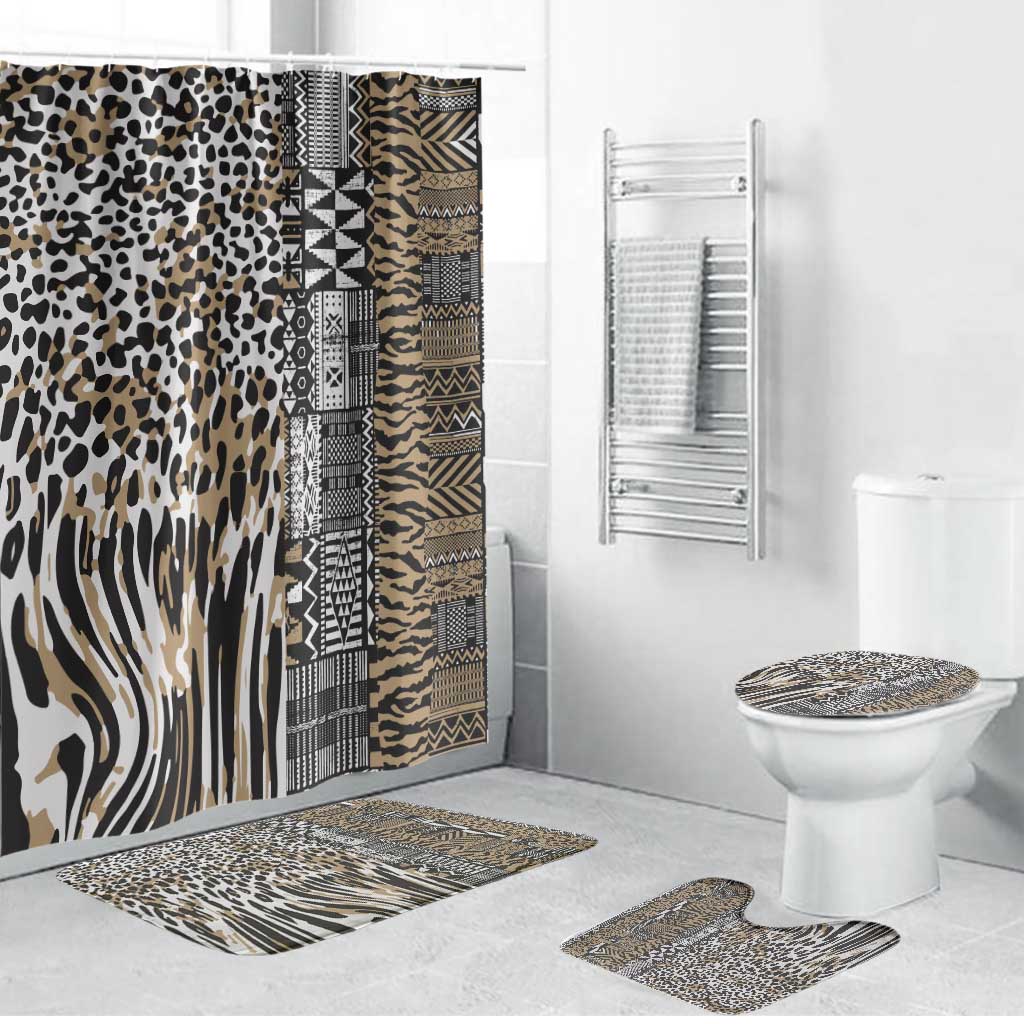 Africa Tribal Pattern Mixed Leopard Skin Bathroom Set