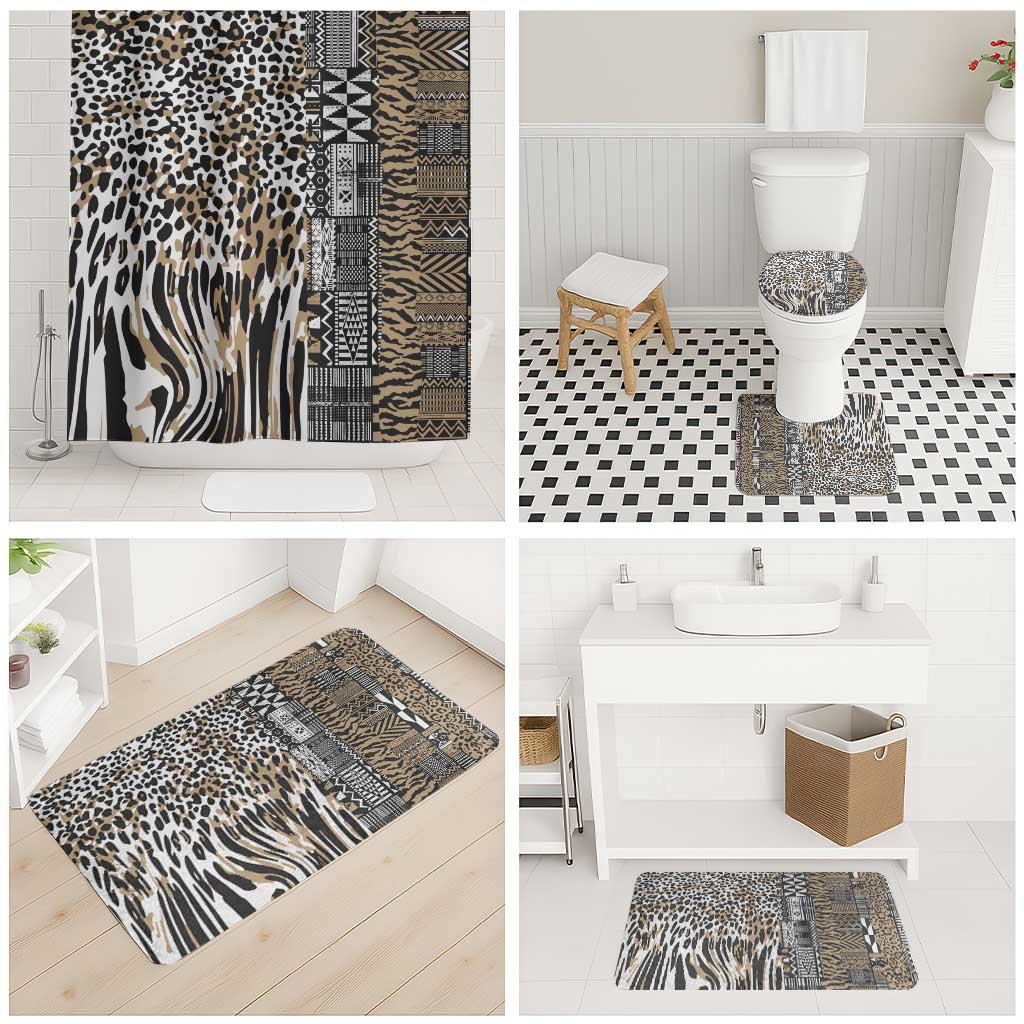 Africa Tribal Pattern Mixed Leopard Skin Bathroom Set