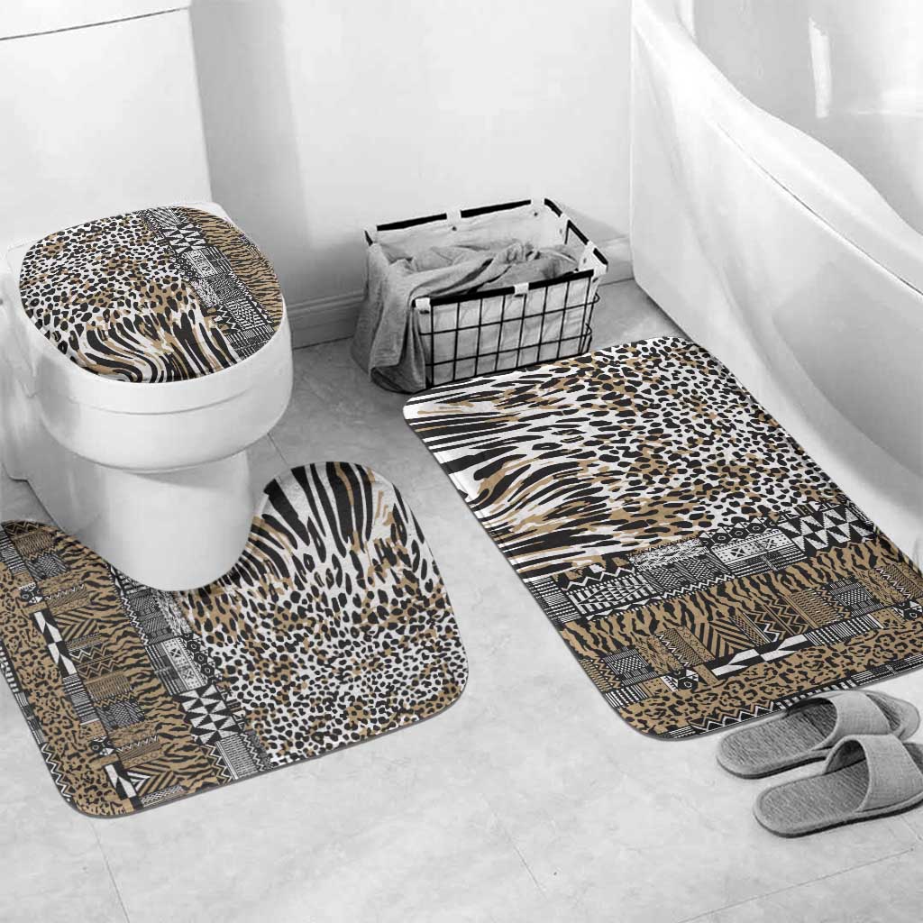 Africa Tribal Pattern Mixed Leopard Skin Bathroom Set