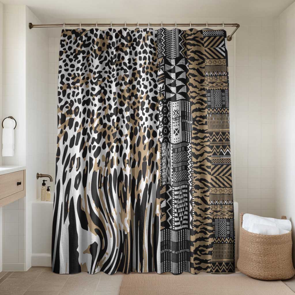 Africa Tribal Pattern Mixed Leopard Skin Bathroom Set