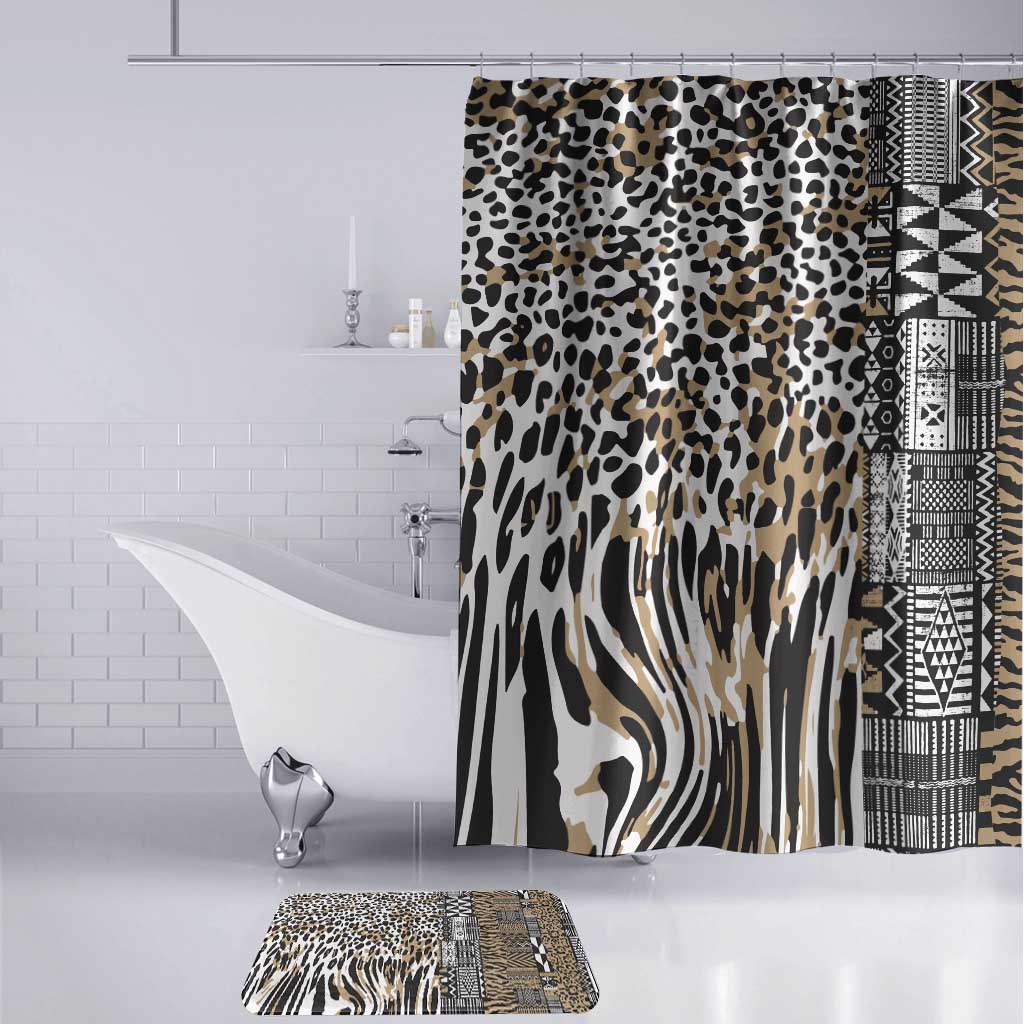 Africa Tribal Pattern Mixed Leopard Skin Bathroom Set