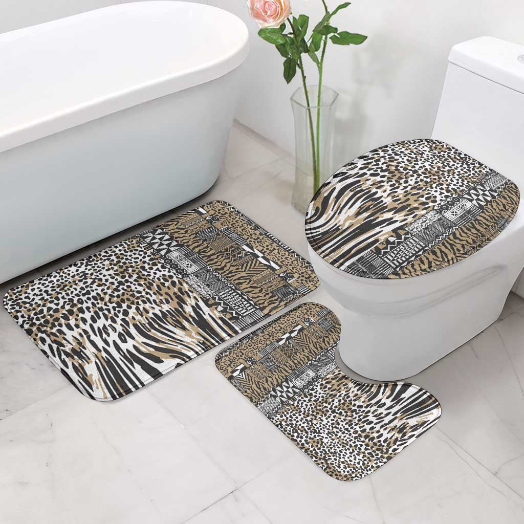 Africa Tribal Pattern Mixed Leopard Skin Bathroom Set