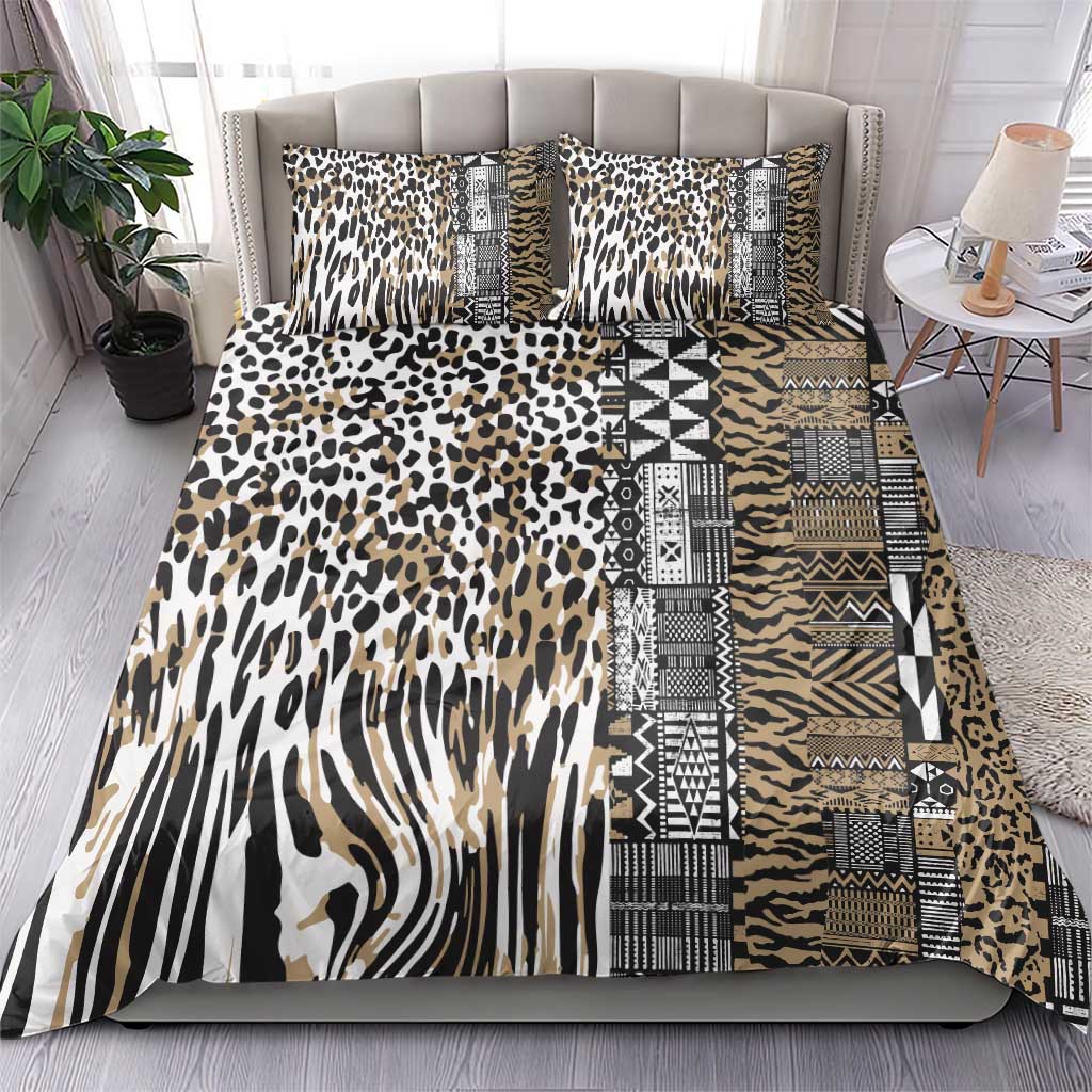 Africa Tribal Pattern Mixed Leopard Skin Bedding Set - African Pride