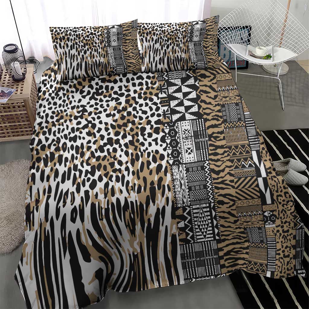Africa Tribal Pattern Mixed Leopard Skin Bedding Set - African Pride