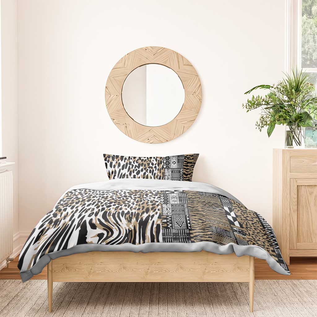 Africa Tribal Pattern Mixed Leopard Skin Bedding Set - African Pride