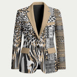 Africa Tribal Pattern Mixed Leopard Skin Blazer