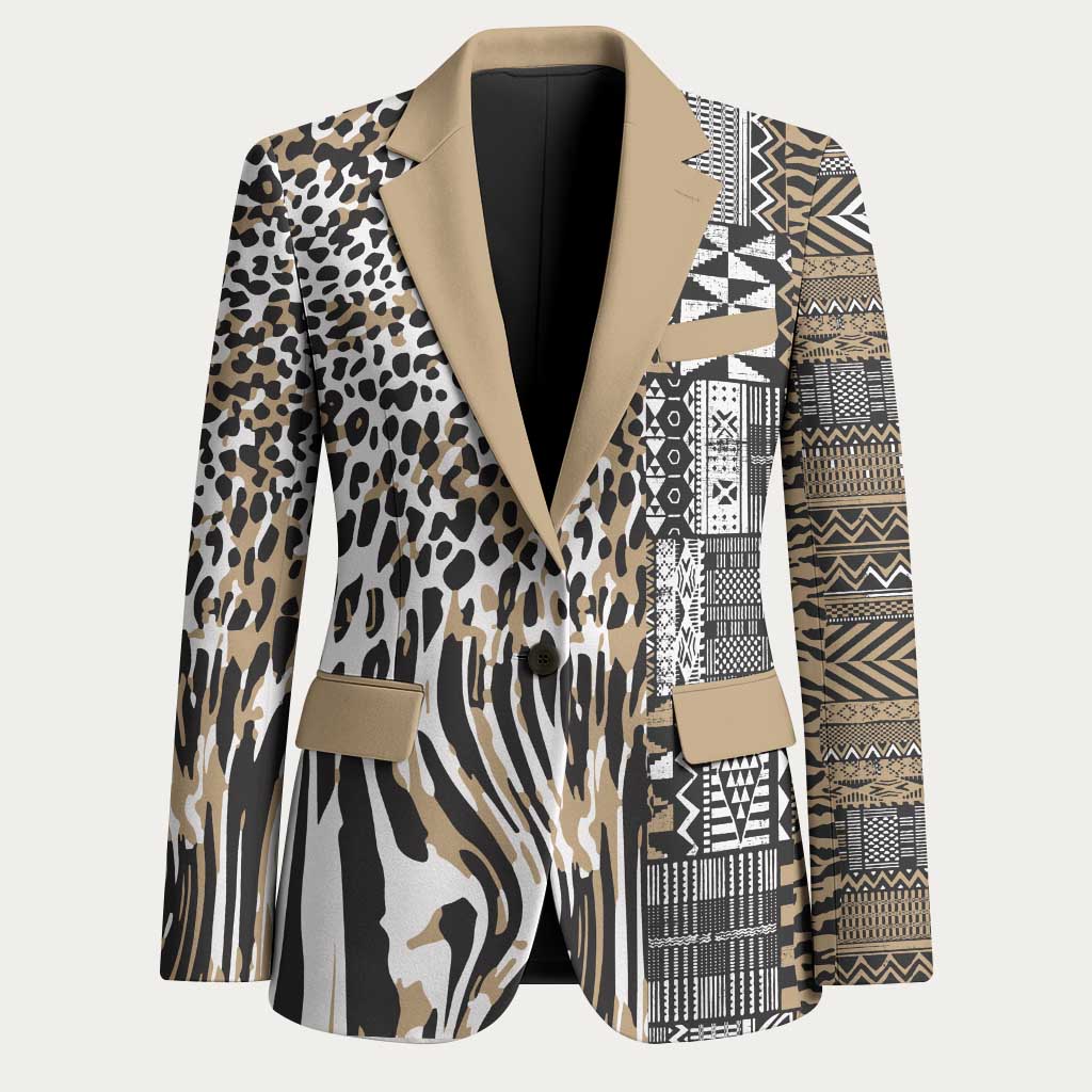 Africa Tribal Pattern Mixed Leopard Skin Blazer