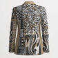 Africa Tribal Pattern Mixed Leopard Skin Blazer
