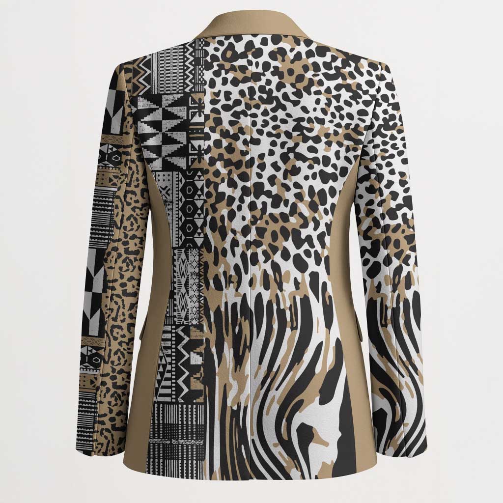 Africa Tribal Pattern Mixed Leopard Skin Blazer