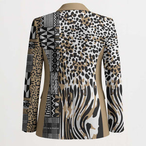 Africa Tribal Pattern Mixed Leopard Skin Blazer