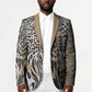 Africa Tribal Pattern Mixed Leopard Skin Blazer
