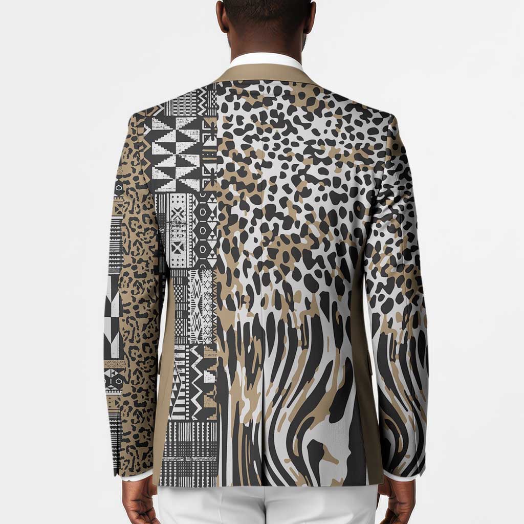 Africa Tribal Pattern Mixed Leopard Skin Blazer