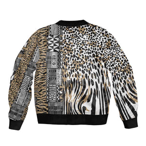 Africa Tribal Pattern Mixed Leopard Skin Bomber Jacket - African Pride