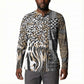 Africa Tribal Pattern Mixed Leopard Skin Button Sweatshirt