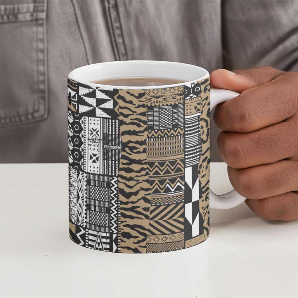 Africa Tribal Pattern Mixed Leopard Skin Ceramic Mug
