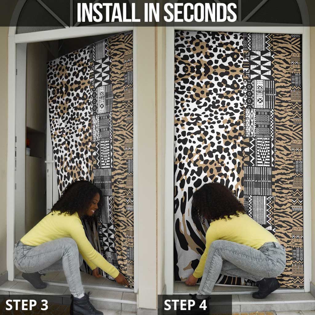 Africa Tribal Pattern Mixed Leopard Skin Door Cover
