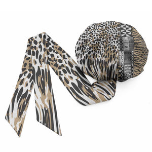 Africa Tribal Pattern Mixed Leopard Skin Easy Headwrap