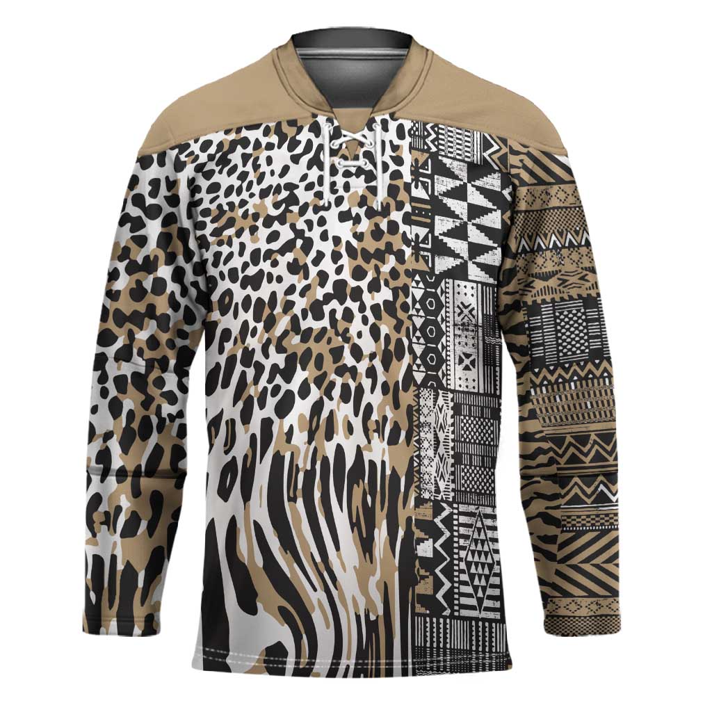 Africa Tribal Pattern Mixed Leopard Skin Hockey Jersey