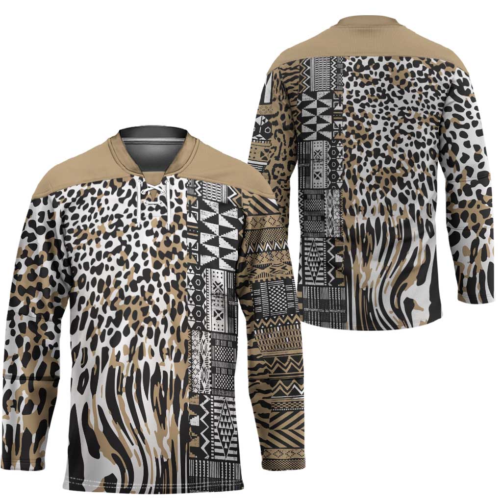 Africa Tribal Pattern Mixed Leopard Skin Hockey Jersey