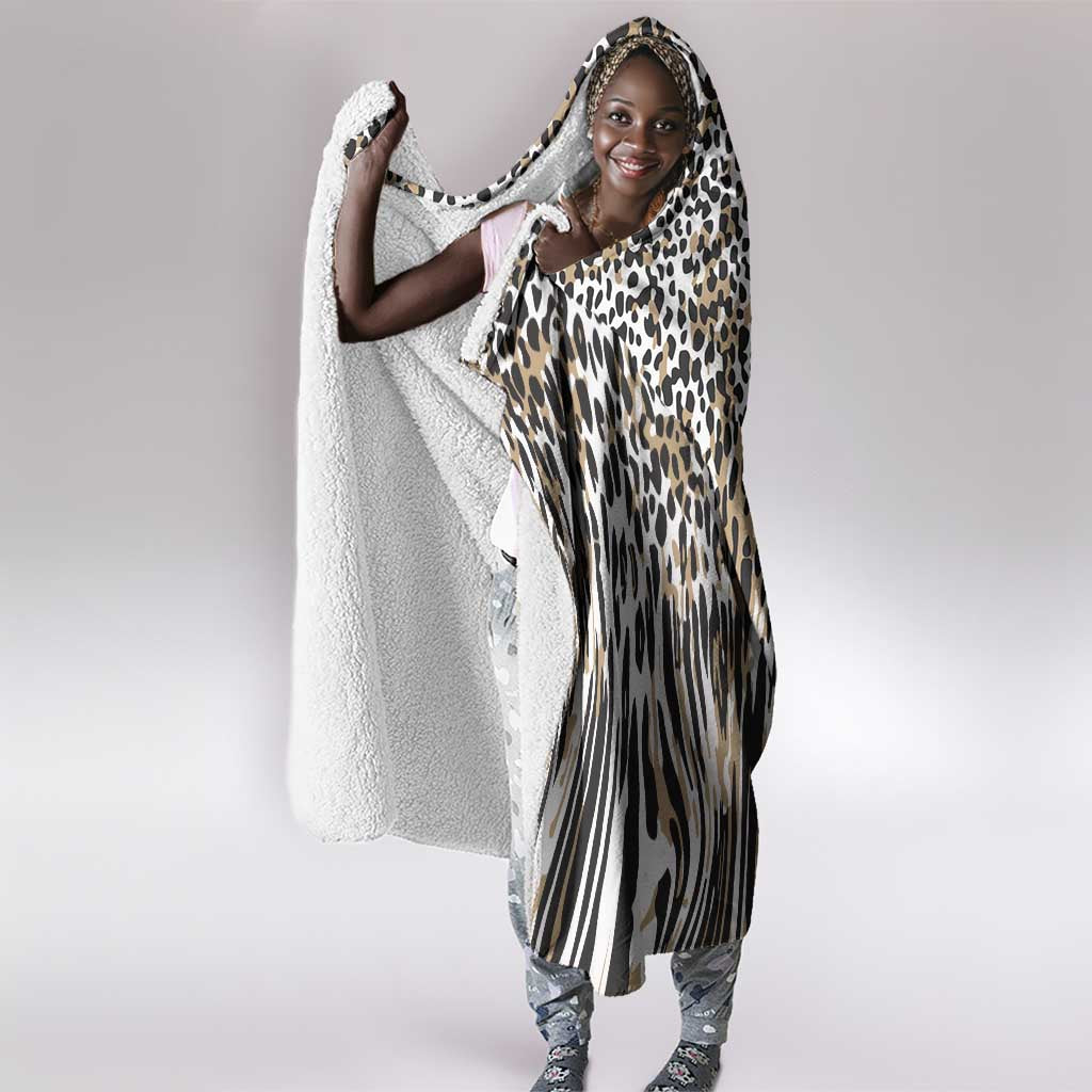 Africa Tribal Pattern Mixed Leopard Skin Hooded Blanket - African Pride