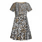 Africa Tribal Pattern Mixed Leopard Skin Kid Short Sleeve Dress - African Pride