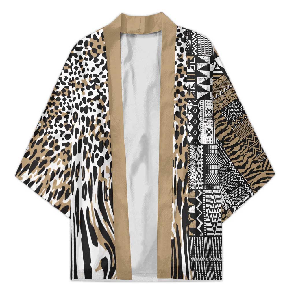 Africa Tribal Pattern Mixed Leopard Skin Kimono