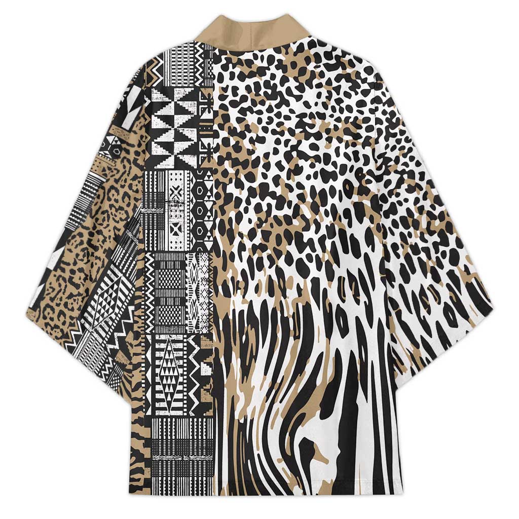 Africa Tribal Pattern Mixed Leopard Skin Kimono
